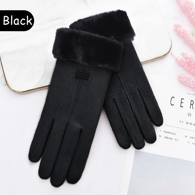 Модные зимние женские шерстяные меховые перчатки, замшевые перчатки с бантом для женщин и девочек, элегантные теплые варежки enfant fille handschuh