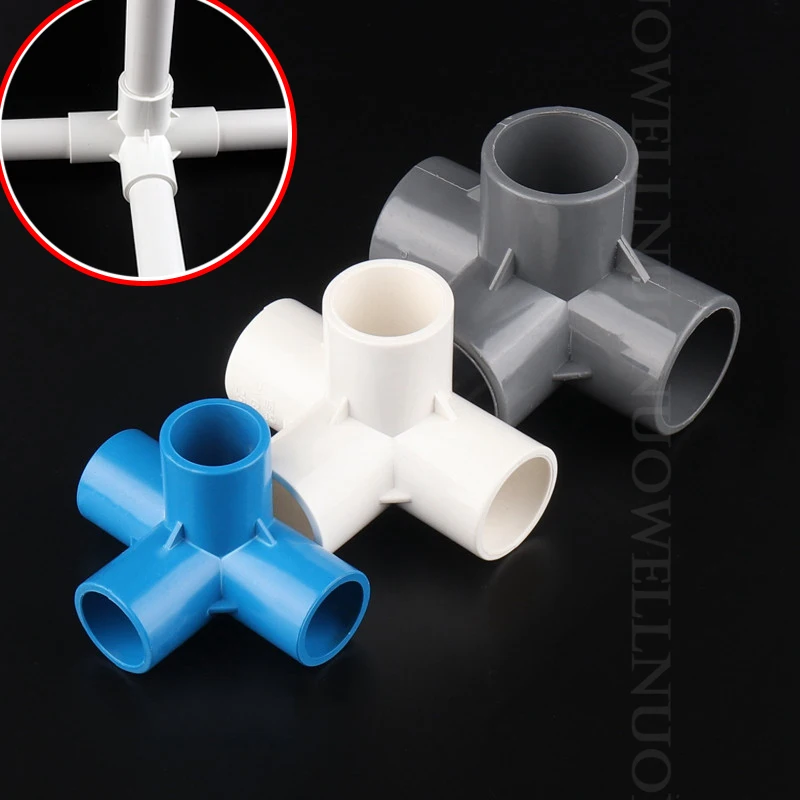 

5pcs I.D 20~50mm Stereoscopic PVC Connectors Irrigation Tube Joints PVC 4Ways Connector Garden Water Pipe Fittings