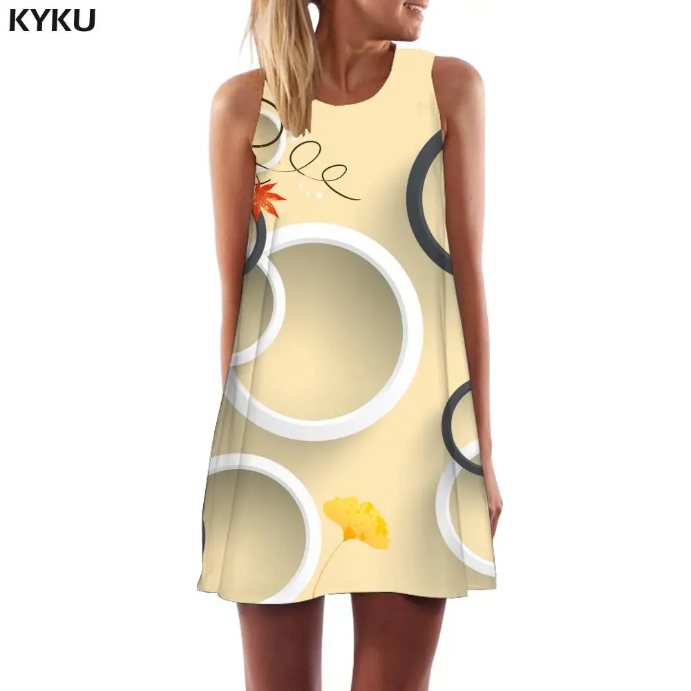 

KYKU Streetwear Dress Women Art Sundress Novel Short Party Office Womens Clothing Casual Ladies Cool Fashion