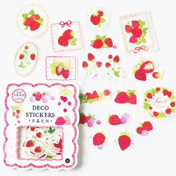 

40 pcs /Bag Sweet Strawberry Fairy Tale Paper Sticker Notebook Computer Phone Hand Account Decoration