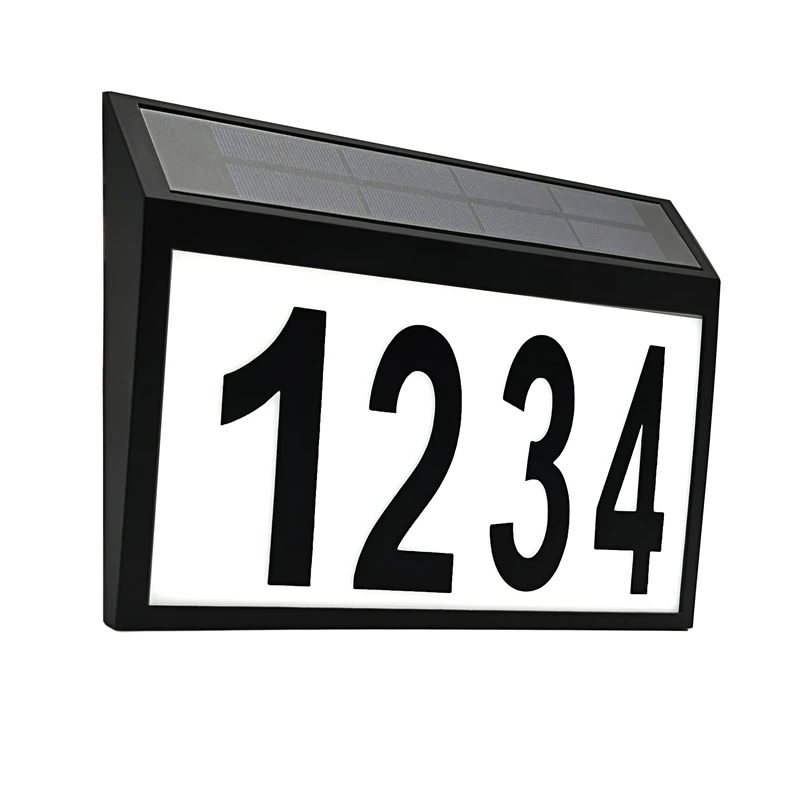 LED Solar Light House Number Light Outdoor Waterproof Address Sign Illuminate Home Garden Door Plate Wall Lamp