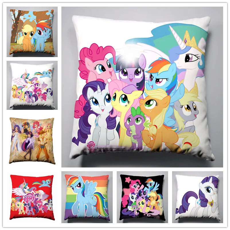 Шелковый Чехол на подушку с Аниме Манга My Little Pony Rainbow Horse 40x40 см|pillow case|horse pillowpillow