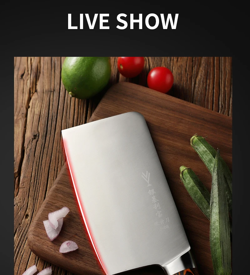 Handmade Forged High-carbon Clad Steel Kitchen Knives Cleaver Filleting Slicing Broad Butcher Knife The Color With Wooden Handle