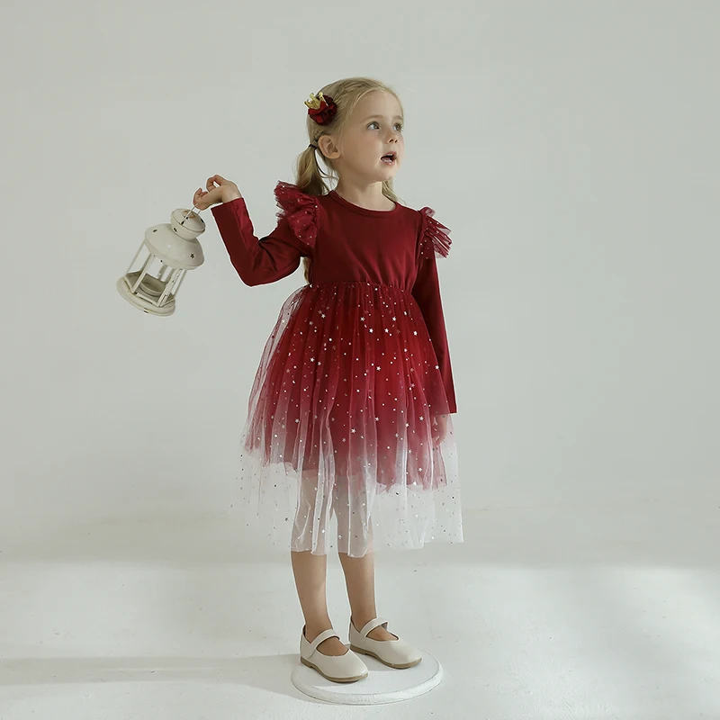 new model children's dress Autumn Full Sleeve Dresses for Girls Flower Wedding Party Tulle Dress Girl Birthday Elegant Gown Spring Tutu Children's Dresses fancy baby dresses