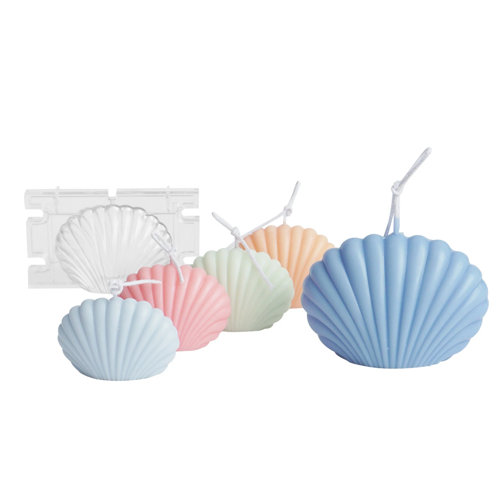 Molde de plástico con forma de concha de mar 3D, molde de capa fina para pastel, pastelería, herramientas de decoración para hornear velas, moldes de jabón