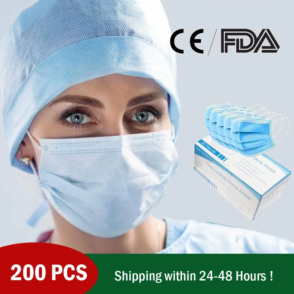 

400 Pcs 3 Layer Disposable Mouth Mask Non Woven Cotton Anti Dust Mouth Mask Windproof Mouth-muffle Bacteria Proof Flu Face Masks