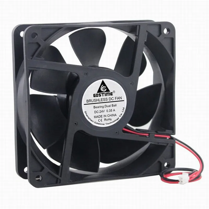 2 шт Gdstime DC 24 в 120 мм 120*120*38 мм двойной шариковый кулер вентилятор 12 см 120 мм x 38 мм вентилятор охлаждения двигателя