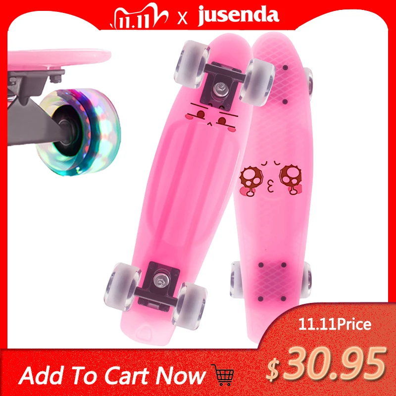 

Jusenda Skateboard 22" Mini Cruiser Penny Board Children's Scooter Pastel Longboard Flash Fish Board Non-slip Jelly Skate Deck