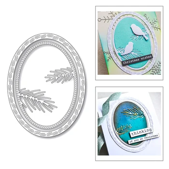 

2020 New Oval Frame Edge Embossing Leaves Metal Cutting Dies For DIY Background Greeting Card Paper Scrapbooking Making No Stamp