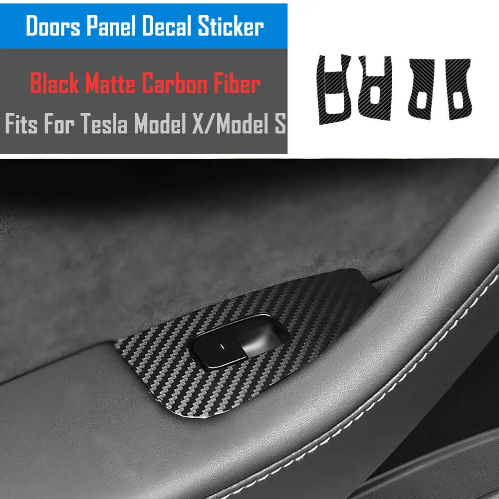 Full Set Interior Matte Black Carbon Fiber Center Console Durable Wrap Protector Vinyl Decoration Sticker For Tesla Model S/X