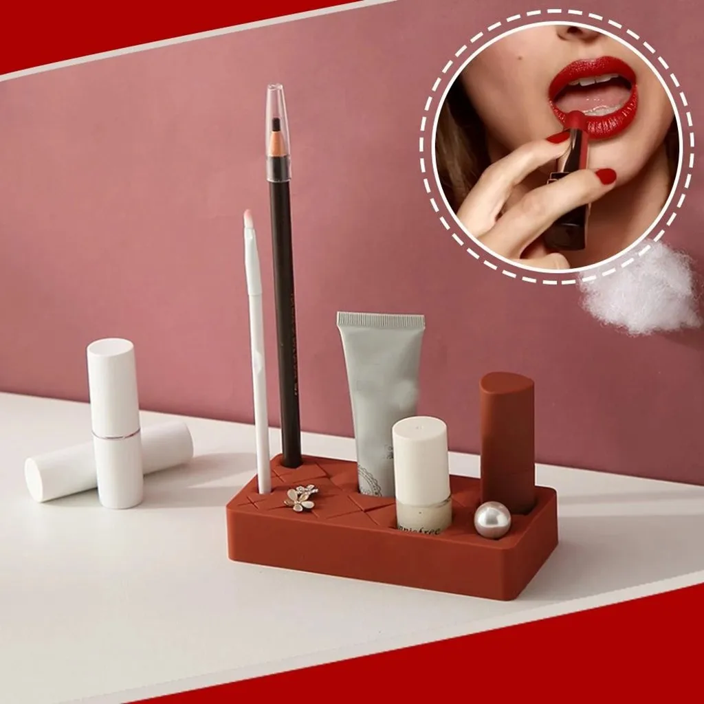 18 слотов для помады коробка для хранения губной помады туалетный столик силиконовый Настольный Дисплей Подставка для женщин милая косметика
