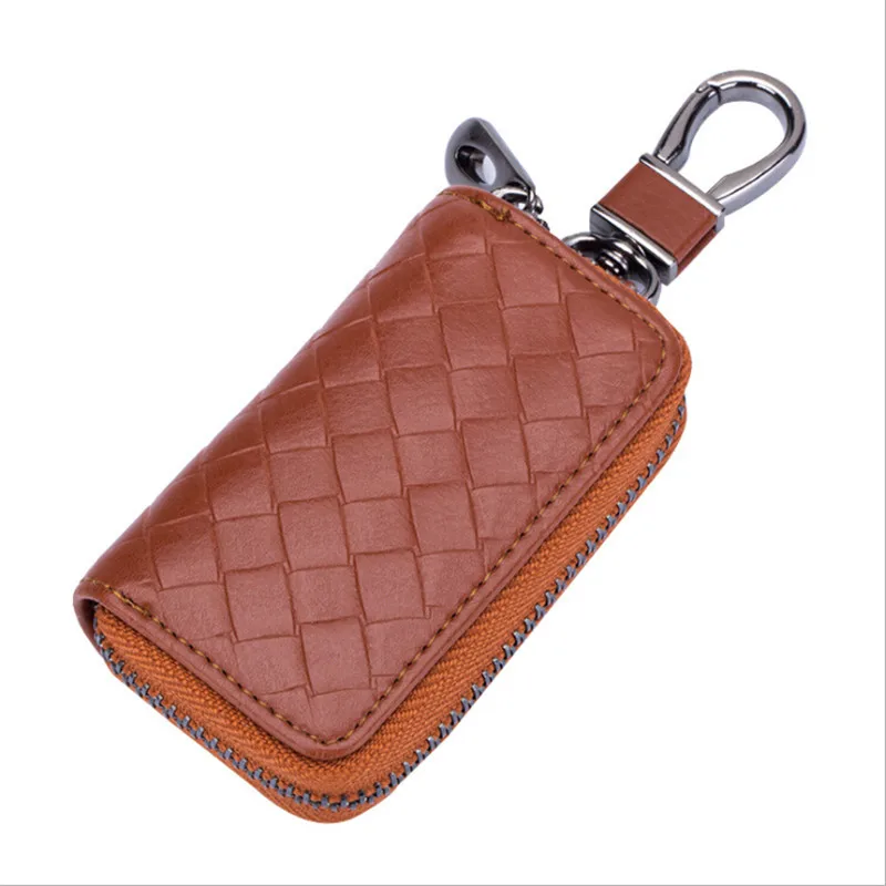 PU Leather Housekeeper Key Wallet Man Ring Case Holder Smart Organizer Bag Coin Pocket Keychain Pouch Purse Wrap - Цвет: Khaki