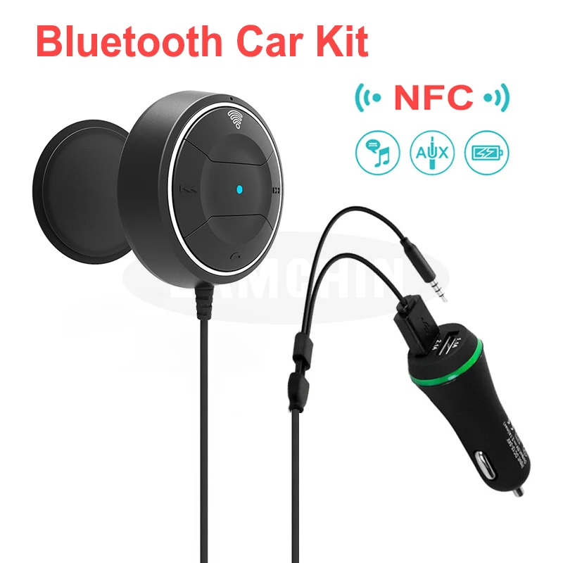 Dual USB Charger Wireless Car Handsfree Kit Bluetooth 4.0 Stereo Music Receiver With 3.5MM Aux Input Jack Fast NFC | Мобильные