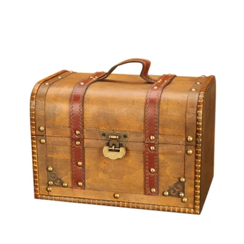 

Vintage Large Size Retro Wooden Jewelry Storage Box Ring Necklace Bracelets Earrings Organizer Case with Lock Jewellery Casket