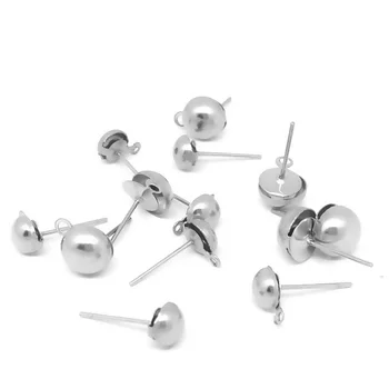 

20pcs Stainless Steel Earring Base 4/6/8/10/12mm Wave Board Setting Fits Crystal Stud DIY Jewelry Making Ear Post Pin Findings