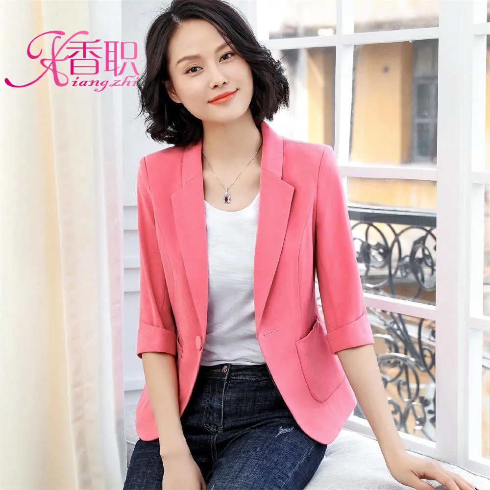 

2019 Spring Summer Fashion WOMEN'S Dress Korean-style Slim Fit Versatile WOMEN'S Suit Students Elegant Half-sleeve Shirt Suit Co