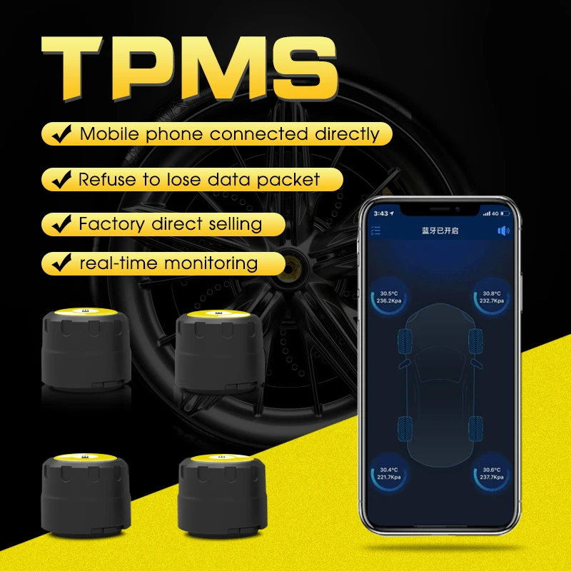 Real-time monitoring of car tire pressure V11 tire temperature, accuracy no loss of packageindependent APP transmission