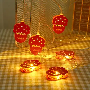 

10 LED String Lights Metal Wrought Iron Lampshade Bedroom Christmas Nut Decoration Light String #2O23