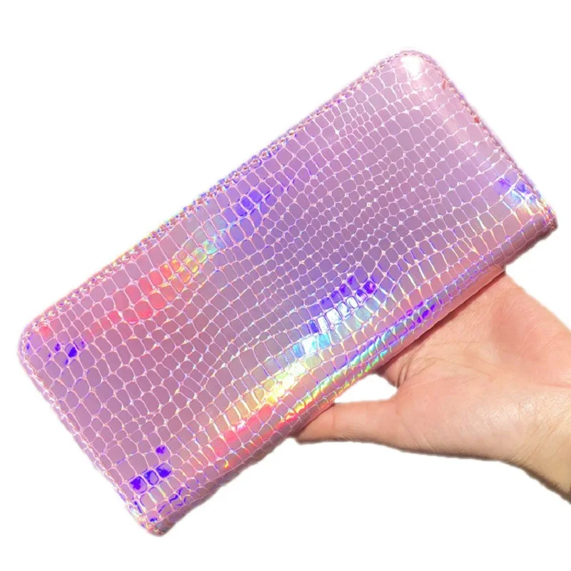 

Wallet Women Handbag Holographic Leather Laser Organizer Wallets Ladies Long Wristlet purses Female Coin Girl Purse Card Pocket