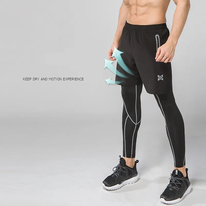 Men Running Tights Shorts Pants Sport 