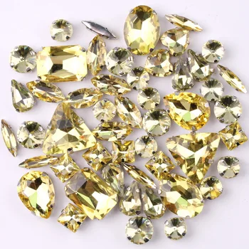 

Silver claw setting 50pcs/bag shapes mix Jonquil glass crystal sew on rhinestone wedding dress shoes bag diy trim
