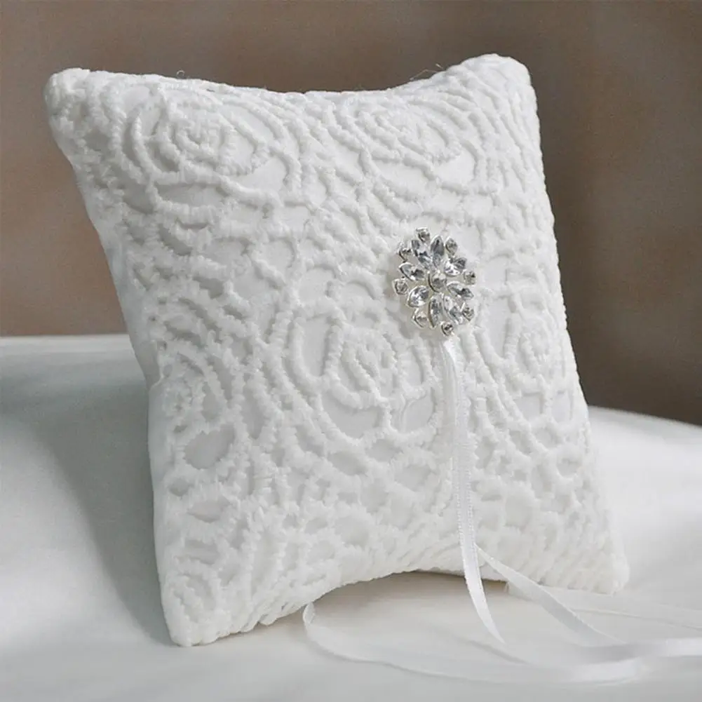 HobbyLane White Lace Rhinestone Wedding Ring Bearer Pillow 6 x inch Collection |