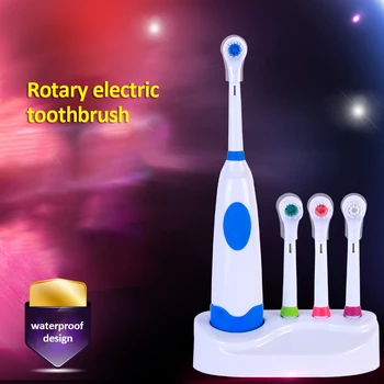

Rotation Battery Electric Toothbrush 4 Pieces Replacement Soft Brush Head Rotating Teeth Electric Brush For Family Oral Hygiene
