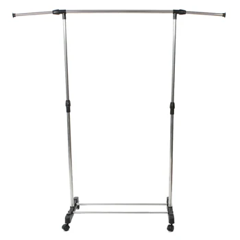 

Single-bar Vertically-stretching Stand Clothes Rack with Shoe Shelf Silver TB Sale