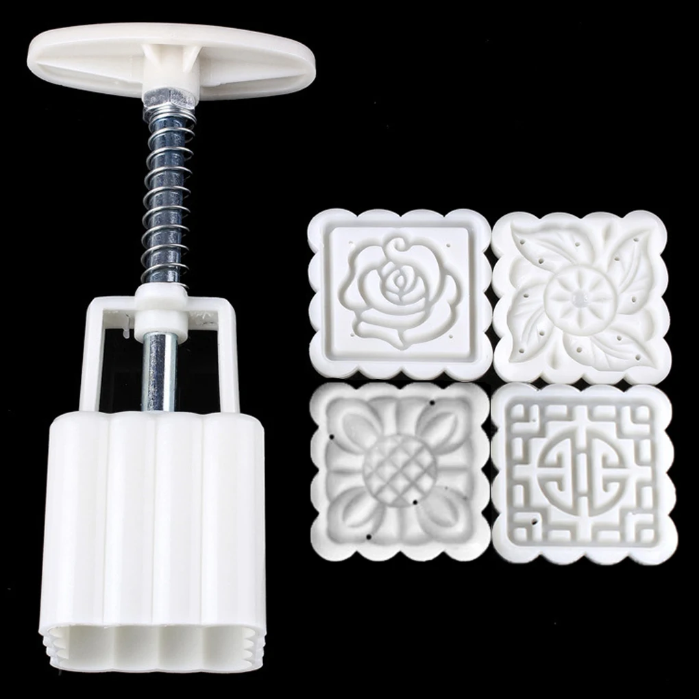 

Hot Reusable Square Hand Press Moon Cake Cookie Maker Stamp Mold Mid-autumn Festival DIY Decoration