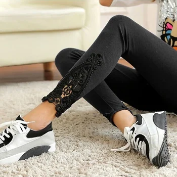 

Meihuida 2020 New Fashion Womens Lace Crochet Sexy Skinny Leggings Stretch Jeggings Pants