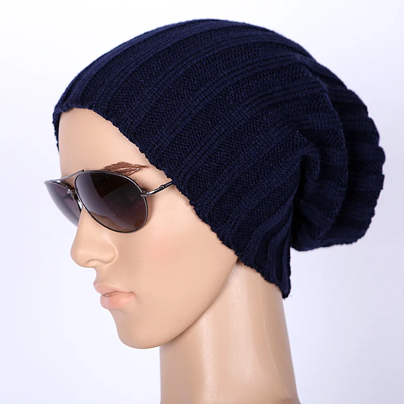 Модная женская мужская зимняя шапка Skullies Beanies женские шапки Ретро Темно-Синий стиль унисекс шапка бини зимняя шапка мужская шапка однотонная