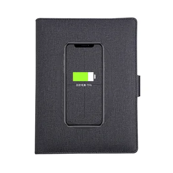 

Multi Function File Folder Leather Business Power Battery Wireless Charging Mobile Phone Bank Binder Notebook Writing Pad