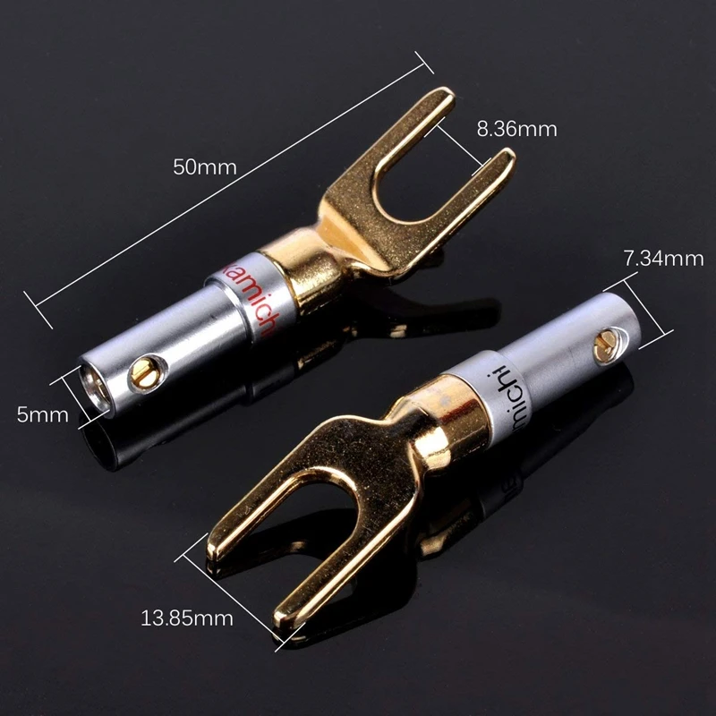 Y Plug 45 градусов Spade разъем для провода динамика DIY 8 пакет(4 черный 4 красный
