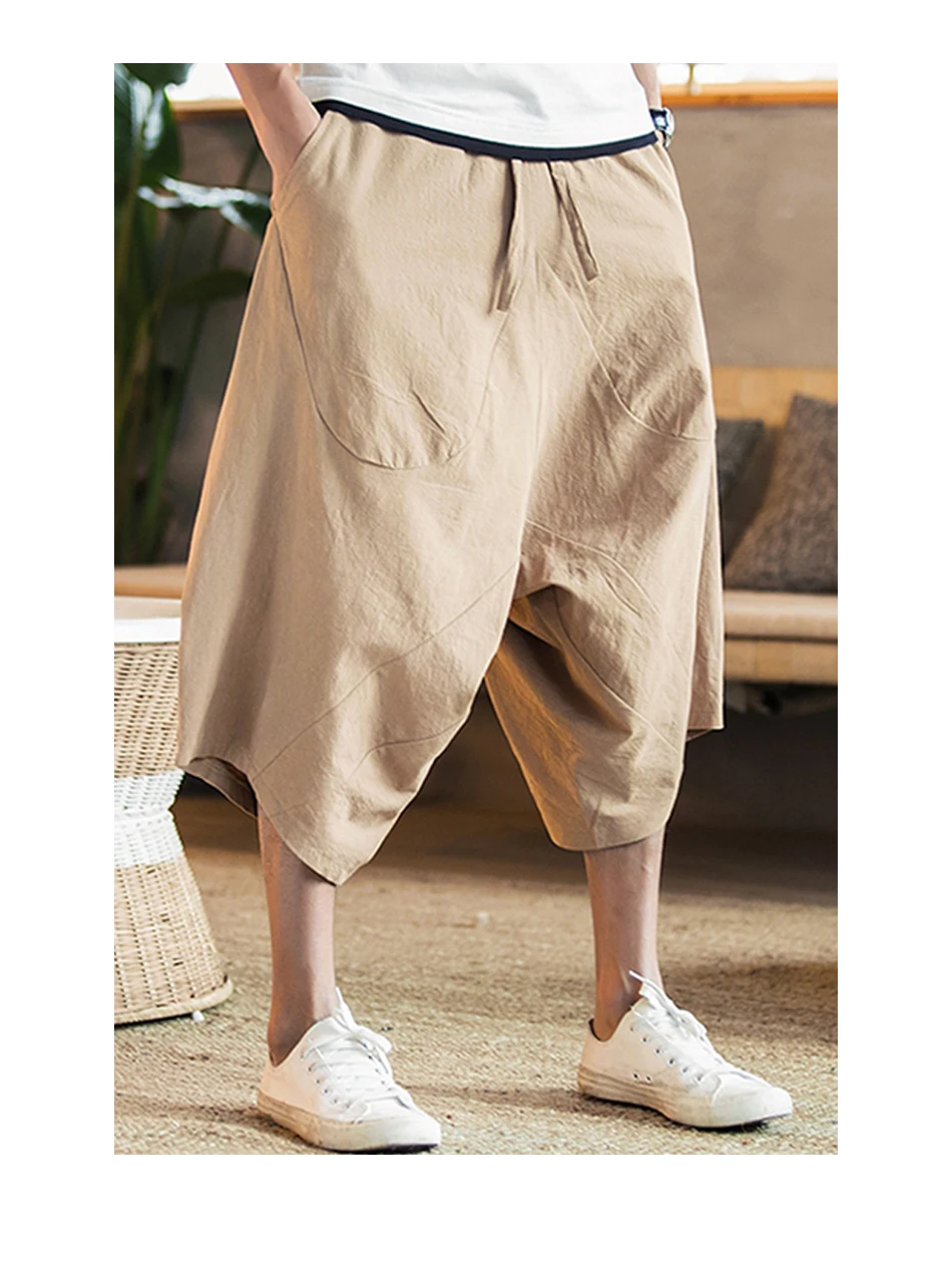 Sinicism 5XL мужские дикие промежности шаровары летние мешковатые брюки из натурального хлопка размера плюс мужские дикие ноги свободные брюки шнурок