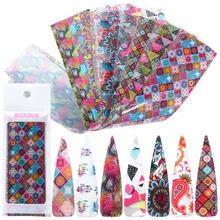 10 дизайн 4*20 см клей для фольги переводные наклейки голографические обертывания Переводные картинки Ретро цветок клей для накладных ногтей слайдер LAXKH40-53-55