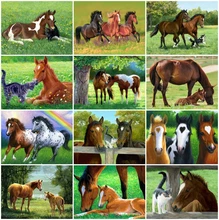 AZQSD Diamond Embroidery Horse Mosaic Rhinestones Handmade Diamond Art Painting Animal Cross Stitch Kits Home Decoration Gift