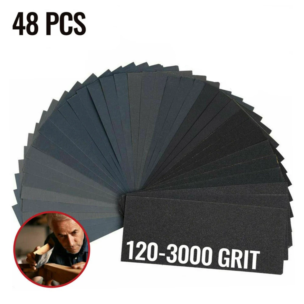 48Pcs Sandpaper Silicon Carbide Replacement Grit Paint Crafts Car body