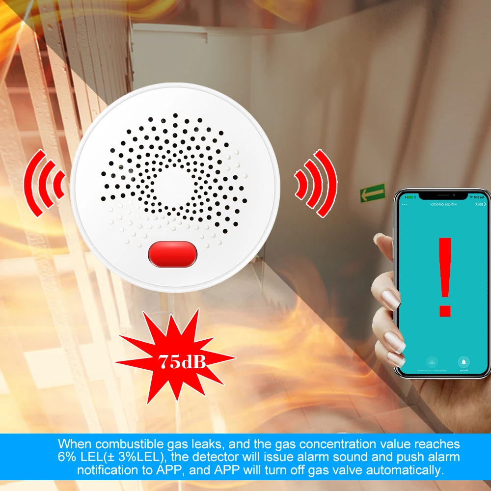 Детектор газа LPG Беспроводной Wi Fi APP уведомление дистанционное управление