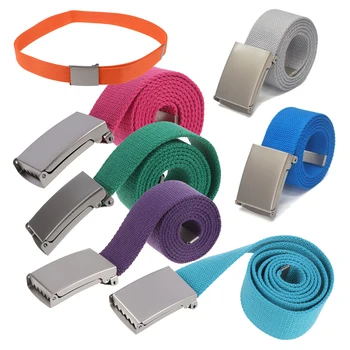 

Unisex Plain Webbing Canvas Metal Buckle Belt (Purple)