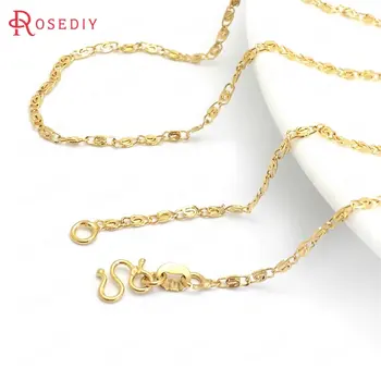 

(37932)2PCS 45CM 24K Gold Color Copper M Shape Clasps Finished Necklace Chains Jewelry Making Supplies Diy Findings Accessories