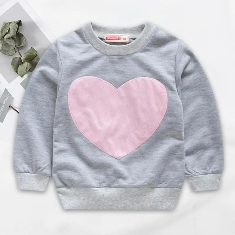 

Autumn Pullover Sweatshirt Overall Style Design Simple and Generous 2-8Y Kid Heart Design Long Sleeve Cotton Jumper Girls