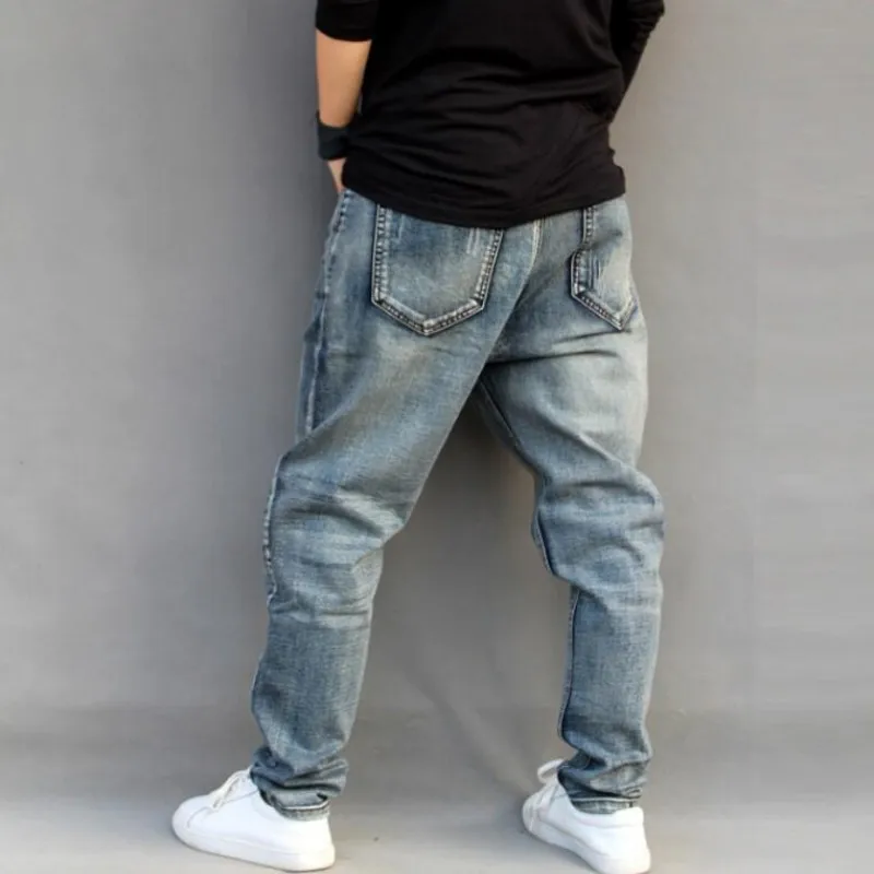 

Men Famous Brand Mens Ripped Jeans Loose Fit Vintage Retro Distressed Harem Jeans Homme Tapered Denim Pants Pencil Jeans