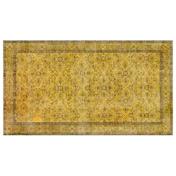 

Handmade Yellow Vintage Overdyed Turkish Area Rug 147x260 Cm-4'10''X8'6''