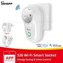 Itead SONOFF – prise intelligente Wifi S26 EU, EU-E/EU-F, prise de courant électrique, minuterie, Via l'application e-welink, télécommande