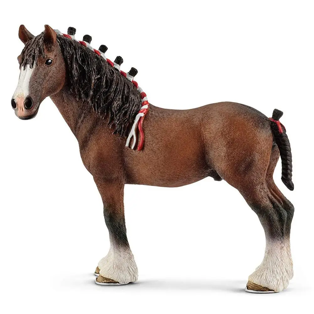 

5 Inch Plastic Horse PVC Figurine Animal Model Figurine Simulation North America Clydesdale Gelding Horse For Children Gift