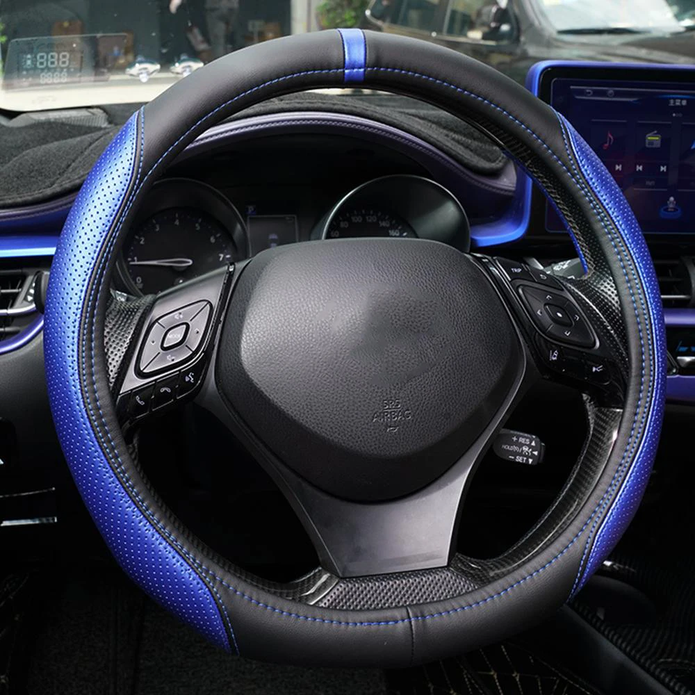 Кожаный 38 см чехол на руль для Toyota C-HR Противоскользящий Автомобильный руль Защитная Наклейка чехол для CHR