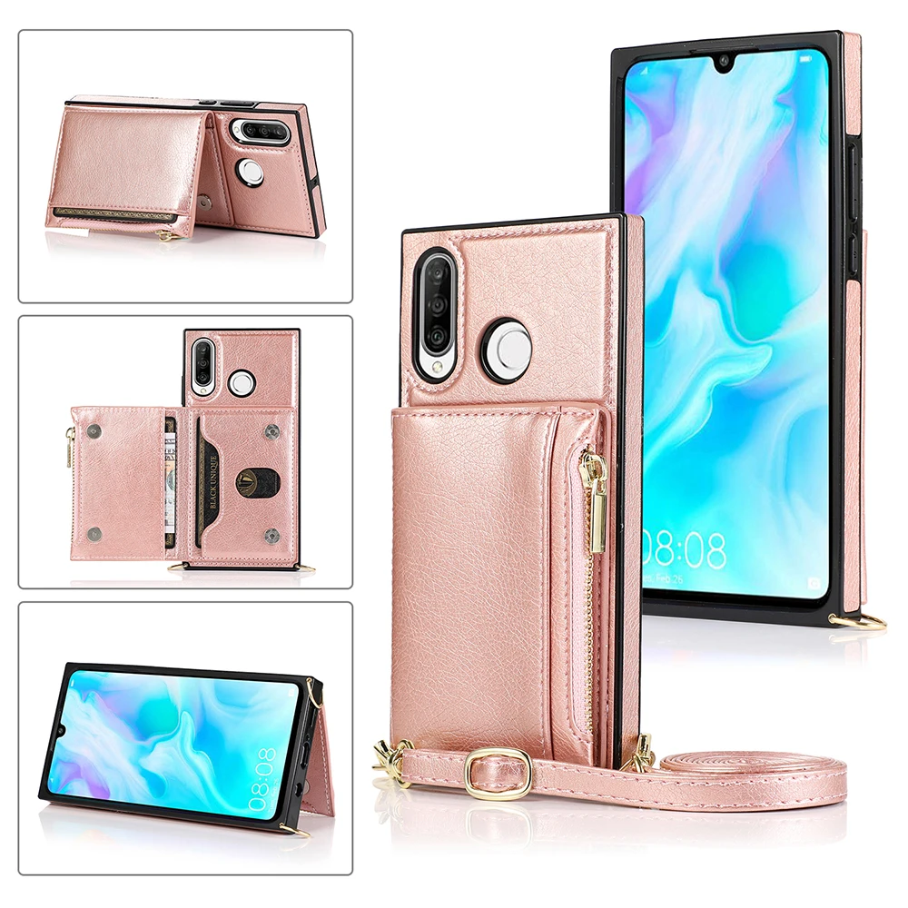 cute phone cases huawei For Huawei P30 Lite P40 Pro Crossbody Strap Mobile Phone Case For Huawei Mate20 Mate30 Lite Pro Wallet Leather Case waterproof case for huawei