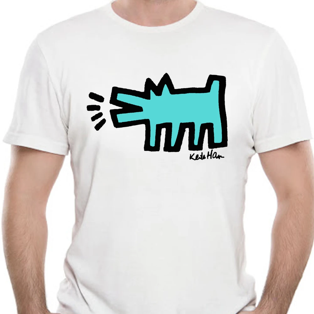 Винтажная футболка с большим логотипом KEITH HARING принтом корой собаки размер S - 5XL |