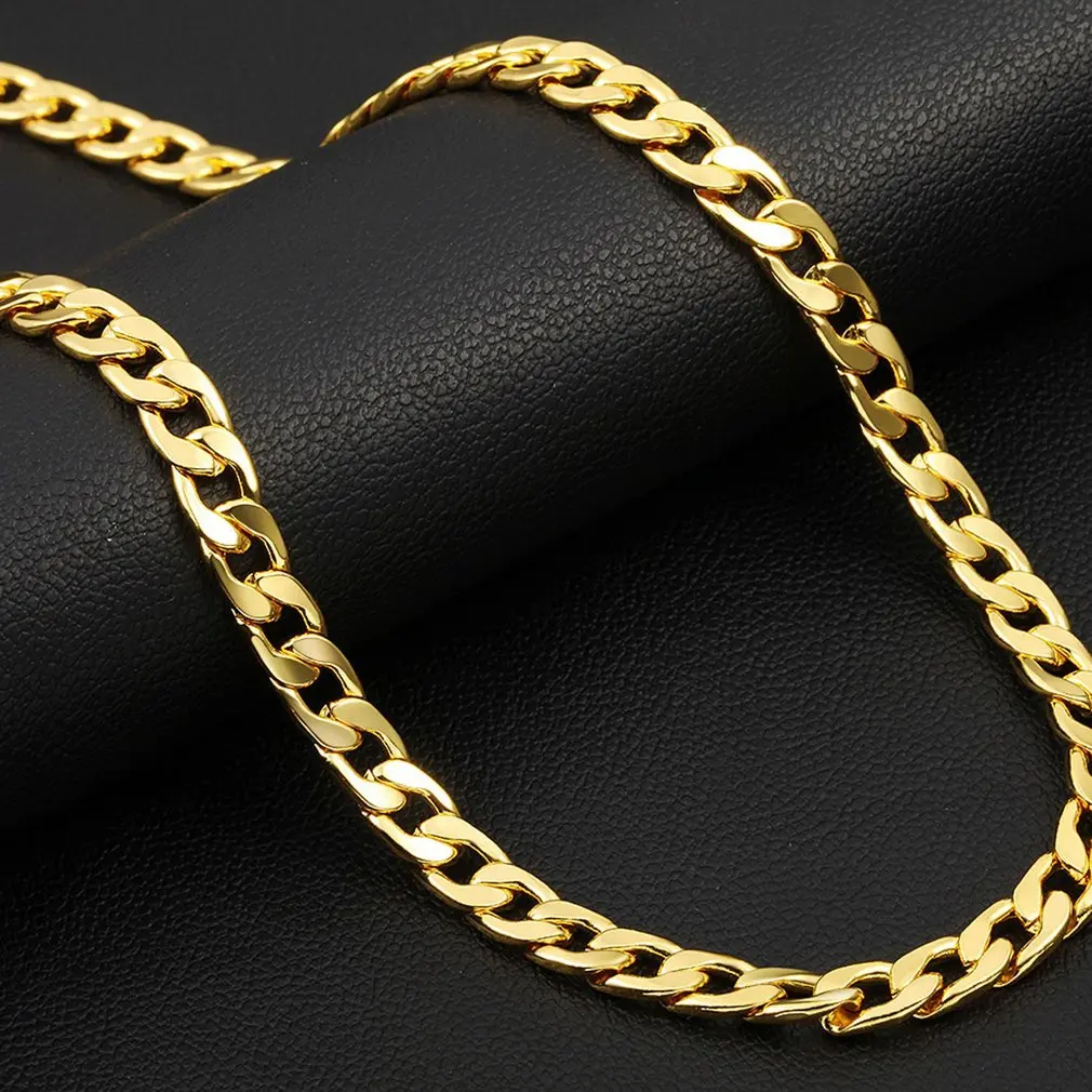 Punk Hip Cuban Link Gold Chain Rapper Men Necklaces Street Fashion Popular  Metal Alloy Long Chain Decorative Jewelry Present
