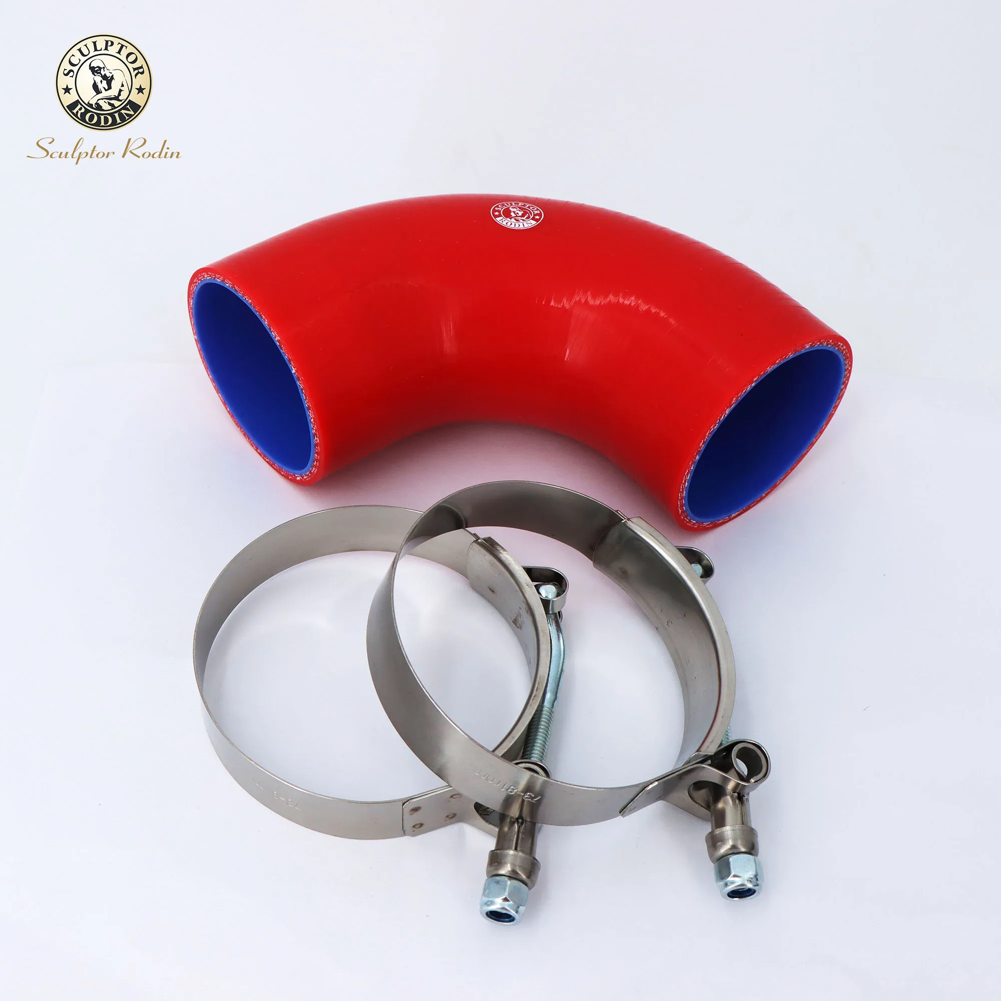 90 degrees 51 57 63 70 76 83 89MM Silicone Hose Elbow Rubber Joiner Bend Tube for Intercooler Cold Air Intake Hose + clamp red